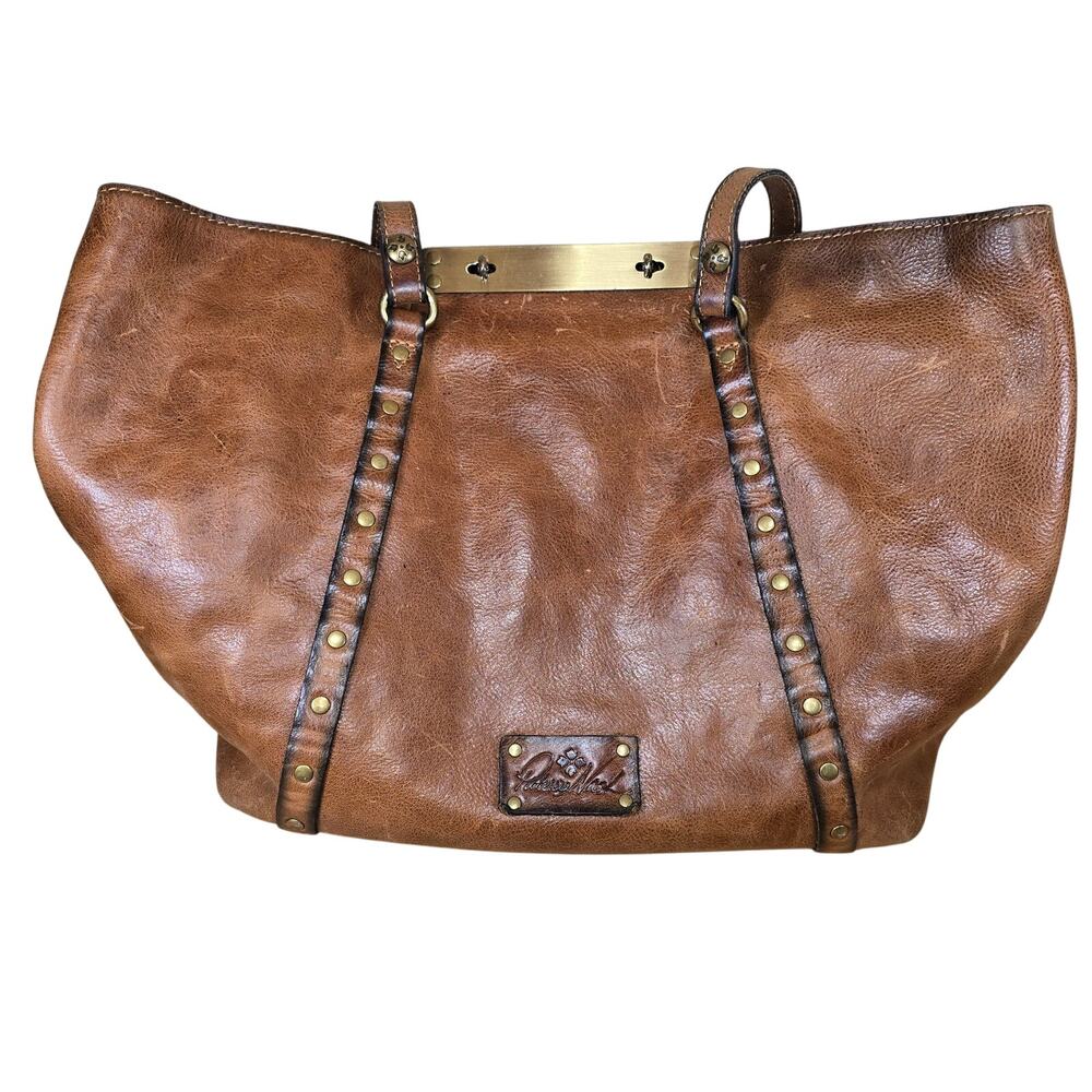 Patricia Nash Tote Leather Bag  Benvenuto Heritage Collection Studded 18x15x7
